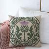 Starojan Throw Pillows Cover 20 x 20 Inches Green Curl Scottish Thistle Flower Round Leaf Nature Purple Scotland Heraldic Pattern British Celtic Cushion Case Cotton Linen for Fall Home Decor view 1