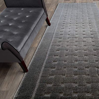 14 FT Long Non Slip Washable Runner Rug - 2'2" x 14' Custom Cut Carpet Runner with Rubber Backing, Hallway Kitchen Bedroom Bathroom Floor Mat, Anthracite Grey