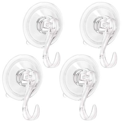 4PCS Wreath Hanger, Suction Cup Hooks With Key Lock, Heavy Duty Shower Hook for Wall Door Glass Window Bathroom, Vacuum Plastic Hooks Hold up to 22 Lbs