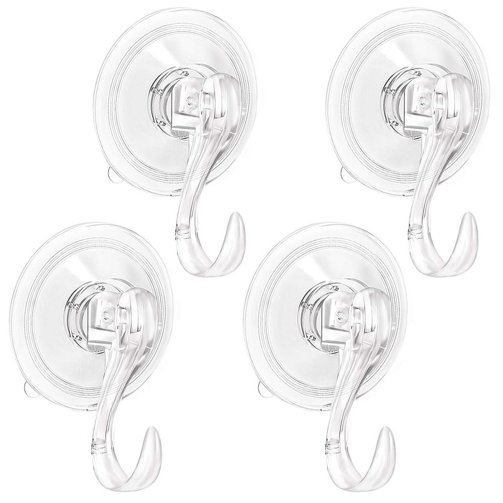 4PCS Wreath Hanger, Suction Cup Hooks With Key Lock, Heavy Duty Shower Hook for Wall Door Glass Window Bathroom, Vacuum Plastic Hooks Hold up to 22 Lbs