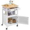 Topeakmart Rolling Kitchen Island Utility Cart on Wheels with Wood Top, Storage Drawer Shelf and Side Hooks, for Dining Rooms Kitchens Living Rooms, White view 1