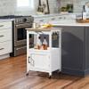 Topeakmart Rolling Kitchen Island Utility Cart on Wheels with Wood Top, Storage Drawer Shelf and Side Hooks, for Dining Rooms Kitchens Living Rooms, White view 2