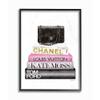 Stupell Industries Fashion Designer Purse Bookstack Pink Black Watercolor Framed Wall Art, Multi-Color view 1