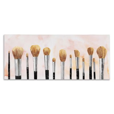 Stupell Industries 'Pink Makeup Brush Collection', Canvas Art, 24 x 10 Inches, Easy to Hang and Sturdy, Made in USA, by Ziwei Li