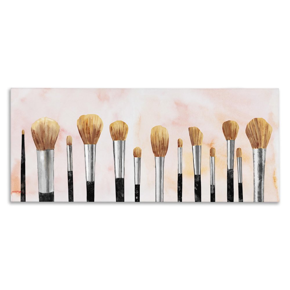 Stupell Industries 'Pink Makeup Brush Collection', Canvas Art, 24 x 10 Inches, Easy to Hang and Sturdy, Made in USA, by Ziwei Li
