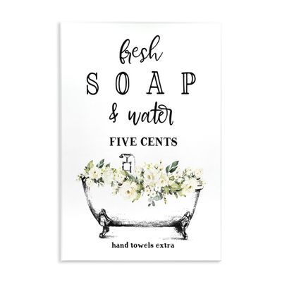 Stupell Industries 'Fresh Soap & Water Bath Tub', Wall Plaque Art, 13 x 19 Inches, Easy to Hang and Sturdy, Made in USA, by Lettered and Lined