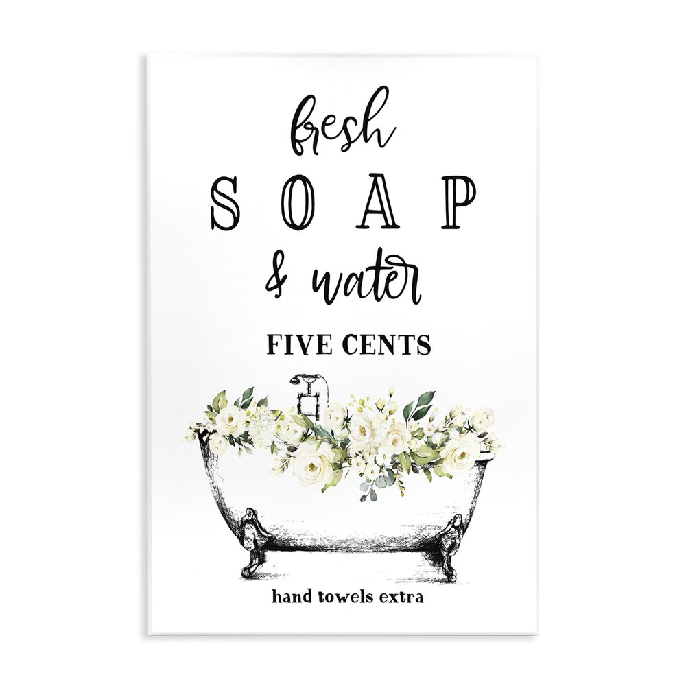 Stupell Industries 'Fresh Soap & Water Bath Tub', Wall Plaque Art, 13 x 19 Inches, Easy to Hang and Sturdy, Made in USA, by Lettered and Lined