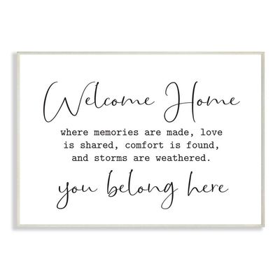 Stupell Industries Welcome Family Home Black and White Inspirational Word Design, 13x19, Wall Plaque