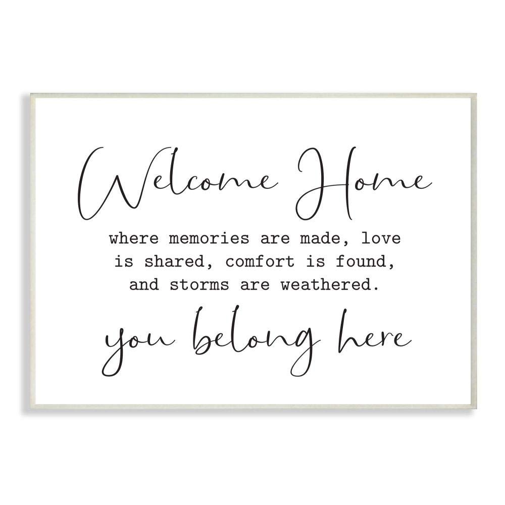 Stupell Industries Welcome Family Home Black and White Inspirational Word Design, 13x19, Wall Plaque