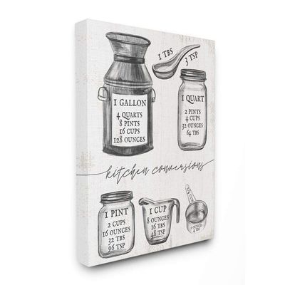 Stupell Industries 'Vintage Kitchen Conversion Chart', Canvas Art, 16 x 20 Inches, Easy to Hang and Sturdy, Made in USA, by Lil' Rue