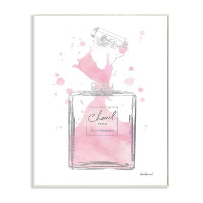 Stupell Industries Fashion Designer Pink Silver Perfume Watercolor Wall Plaque, 10x15, Multi-Color