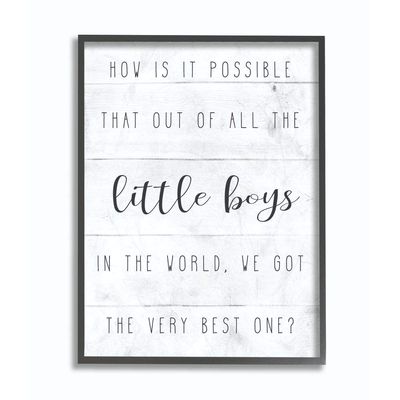 Stupell Industries Best Little Boy Family Kids Home Inspirational Word, Design by Artist Daphne Polselli Wall Art, 11 x 14, Black Framed