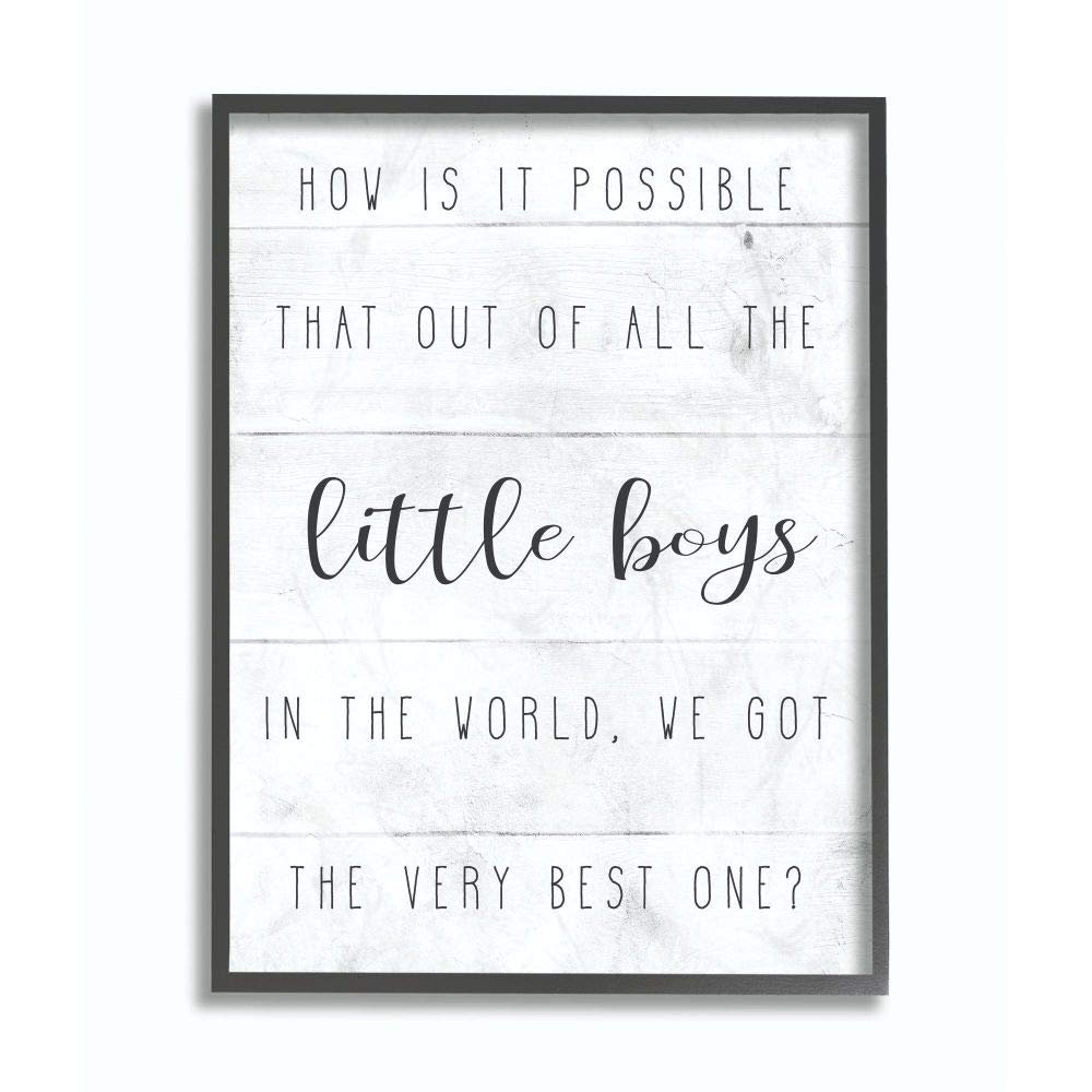 Stupell Industries Best Little Boy Family Kids Home Inspirational Word, Design by Artist Daphne Polselli Wall Art, 11 x 14, Black Framed