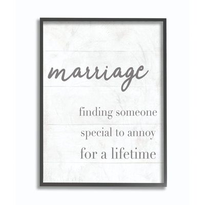 Stupell Industries Marriage Someone Special to Annoy Funny Family Home Word Design Framed Wall Art, 24x30, Black