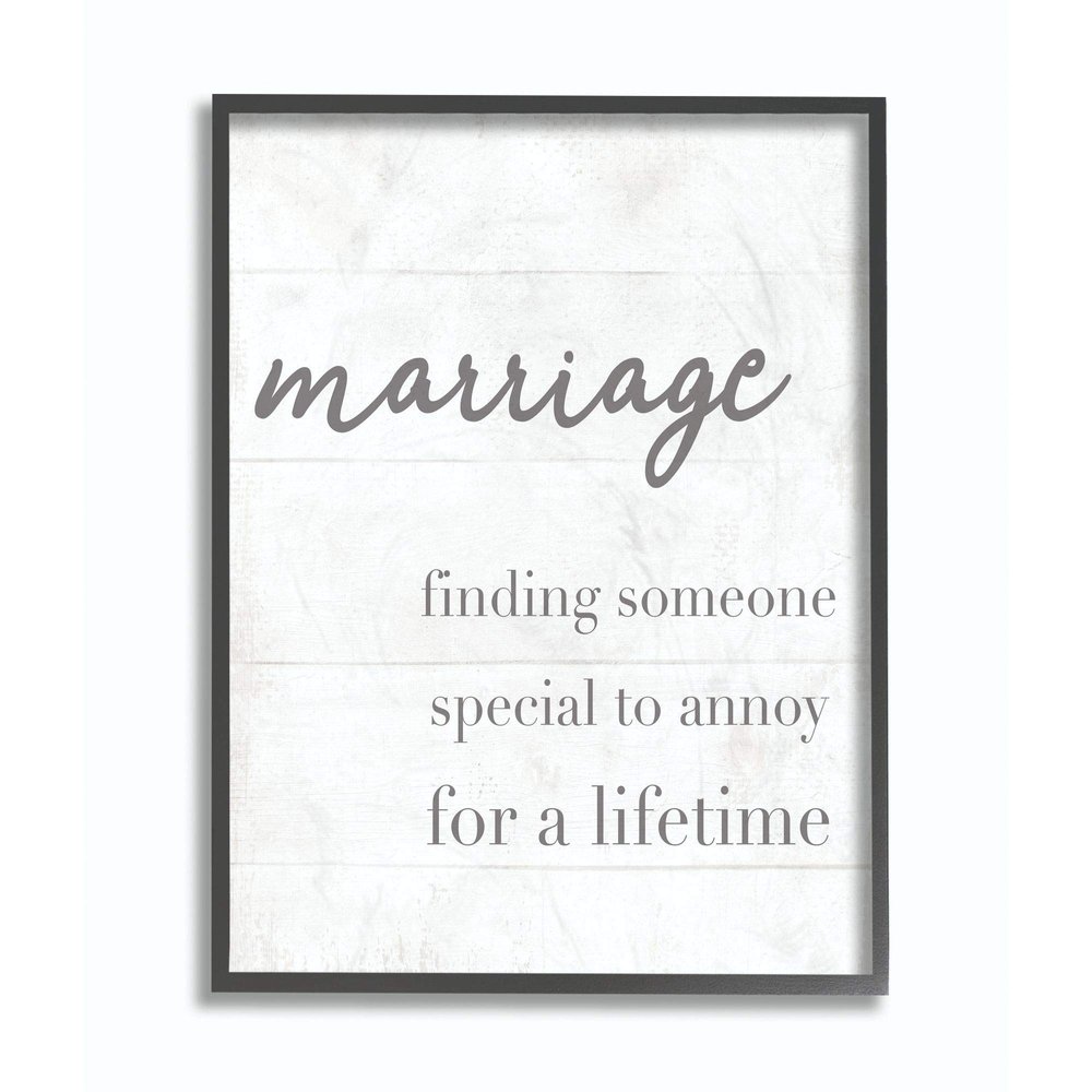 Stupell Industries Marriage Someone Special to Annoy Funny Family Home Word Design Framed Wall Art, 24x30, Black