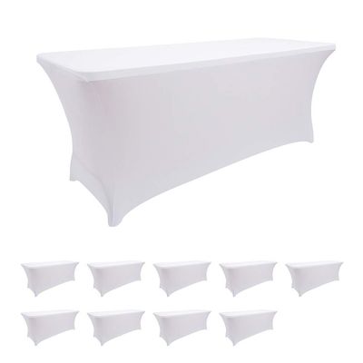 10 Pack Spandex Table Covers 6 Feet, Stretch/Fitted Table Covers for 6 Feet Folding Table, Rectangular Spandex Table Cloths for Wedding Party or Event by FELIZEST (6FT-10PCS, White)