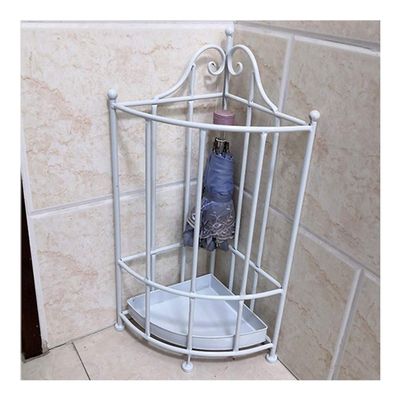 GUOYANHOME Umbrella Rackss Corner Umbrella Stand, Wrought Iron Umbrella Holder, Home/Office/Cafe Long and Short Umbrella Storage Rack, with Drip Tray, 3 Colors, 23 X 37 X 60 CM (Color : White)