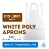 APQ Supply Pack of 1000 White Poly Disposable Aprons 28 x 46. Thickness 1 Mil. Low Density Polyethylene 28x46. Safety Aprons for Food Handling, Food Service, Cleaning, Maintenance. Wholesale price view 2