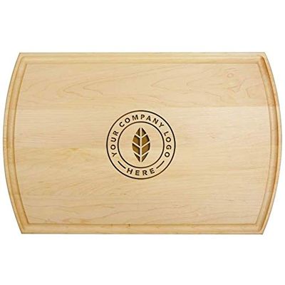 Center Logo-Wooden Cutting Board for Kitchen Juice Groove Natural Custom Engraved in USA, Chef Gift Business Gift Restaurant Opening Gift Coworker Gift Appreciation Gift New Home (Maple 10.5x16 Inch)