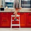 XWZJY 3 Step Stool-Folding Stairs Chair-Solid Wood Climb Step Ladder,for Living Room/Balcony/Courtyard,Load Bearing 120kg(Color : White) view 3