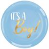 Amscan Dazzling It's a Boy Blue Coupe Plates, 7.5" - 20-Pack | Hot-Stamped Plastic Tableware Perfect for Baby Shower & Gender Reveal Parties view 1