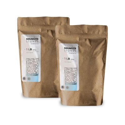 Shungite Stones - Authentic Tier III Karelian Rocks for Drinking Water Infusion - Natural Minerals with High Fullerenes Content - 2 Pack 1-Pound Bag