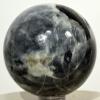 2.1" 205g Natural Silver Black Moonstone w/Tourmaline Sphere Polished Sparkling Feldpsar Gemstone Crystal Mineral Ball - India + Stand view 1