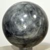 2.1" 205g Natural Silver Black Moonstone w/Tourmaline Sphere Polished Sparkling Feldpsar Gemstone Crystal Mineral Ball - India + Stand view 3