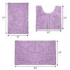 LuxUrux 3 Piece Bathroom Rug Set, Non-Slip Shaggy Chenille, Lavender, Includes U-Shaped Contour Toilet Mat, 20 x 30'' and 16 x 24'' Bath Mats, Machine Washable view 3