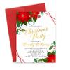 Modern Pink Paper Personalized Poinsettia Christmas Party Invitation, Elegant Christmas Party Invites, Your choice of Quantity and Envelope Color view 1