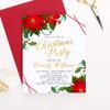 Modern Pink Paper Personalized Poinsettia Christmas Party Invitation, Elegant Christmas Party Invites, Your choice of Quantity and Envelope Color view 2