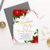 Modern Pink Paper Personalized Poinsettia Christmas Party Invitation, Elegant Christmas Party Invites, Your choice of Quantity and Envelope Color view 3