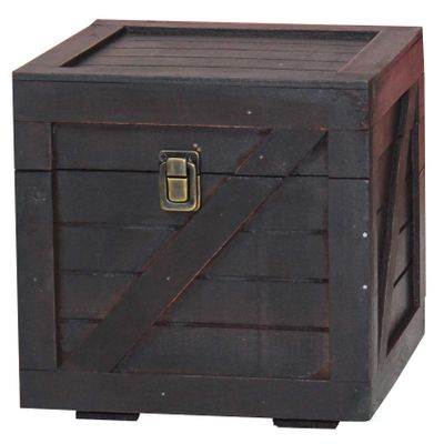 Vintiquewise Stackable Wooden Cargo Crate Style Storage Chest (Black)
