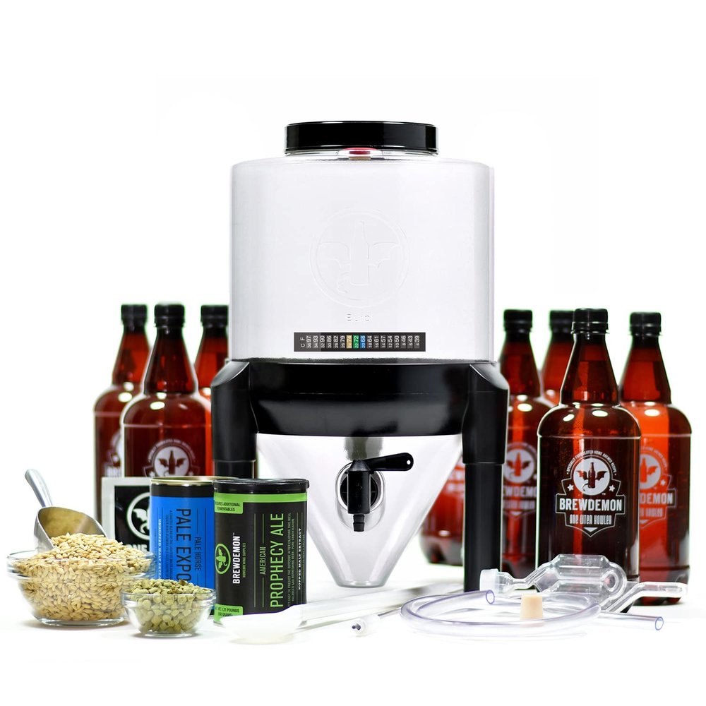 BrewDemon Craft Beer Making Kit Pro  NO AIRLOCK OR SIPHON REQUIRED  Conical Fermenter Eliminates Sediment and Makes Great Tasting Beer at Home - Includes our 2 Gal. American Ale Recipe