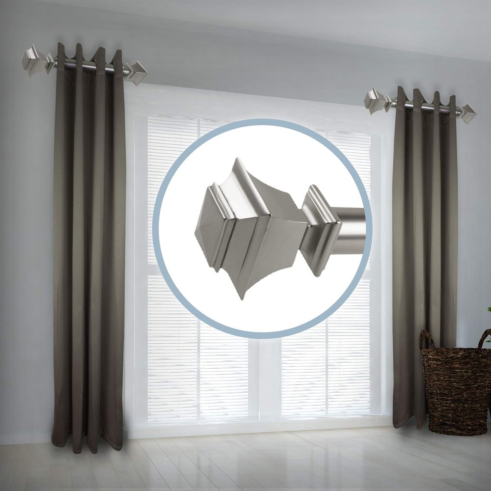 A&F Rod Decor - Chopin 1.5" Side Curtain Rod 12-20 inch (Set of 2) - Satin Nickel