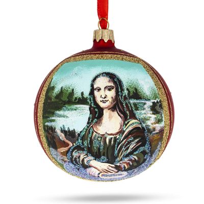 1506 Leonardo da Vinci's 'Mona Lisa' Glass Ball Christmas Ornament 4 Inches