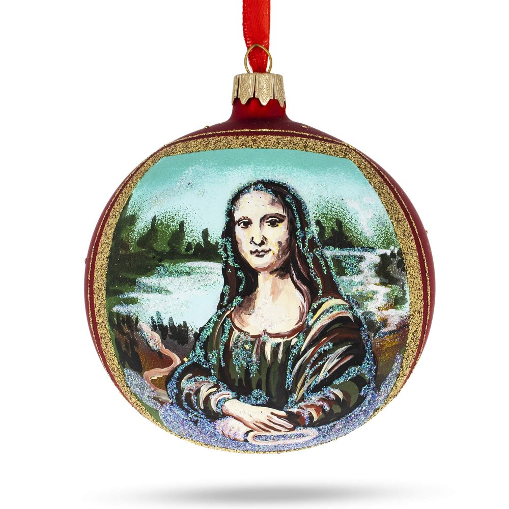 1506 Leonardo da Vinci's 'Mona Lisa' Glass Ball Christmas Ornament 4 Inches