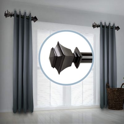 A&F Rod Decor - Chopin 1.5" Side Curtain Rod 12-20 inch (Set of 2) - Black
