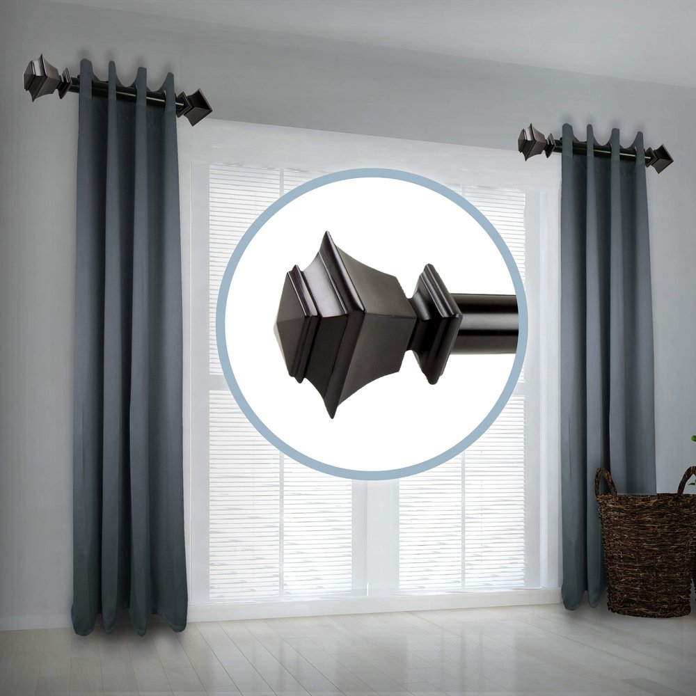 A&F Rod Decor - Chopin 1.5" Side Curtain Rod 12-20 inch (Set of 2) - Black