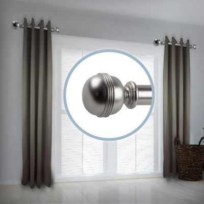 A&F Rod Decor - Pommel 1.5" Side Curtain Rod 12-20 inch (Set of 2) - Satin Nickel