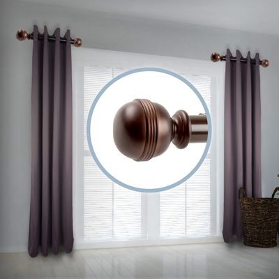 A&F Rod Decor - Pommel 1.5" Side Curtain Rod 12-20 inch (Set of 2) - Cocoa
