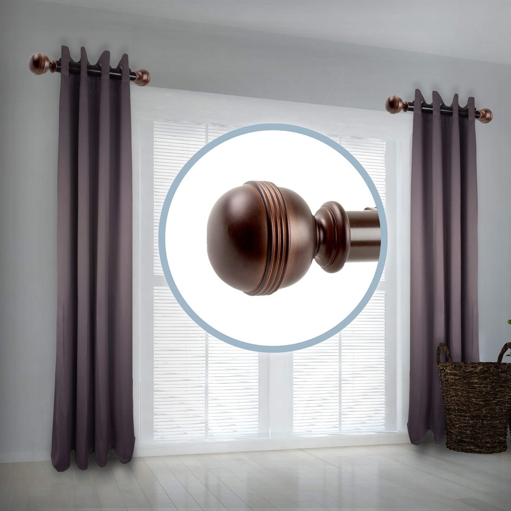 A&F Rod Decor - Pommel 1.5" Side Curtain Rod 12-20 inch (Set of 2) - Cocoa