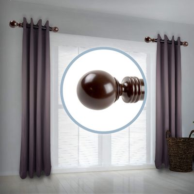 A&F Rod Decor - Ball 1.5" Side Curtain Rod 12-20 inch (Set of 2) - Cocoa