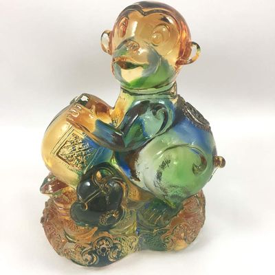 Amore Jewell Chinese Zodiac Collection - Monkey Fengshui Decoration Ornament Gift for Home & Office (Liuli Crystal Glass)