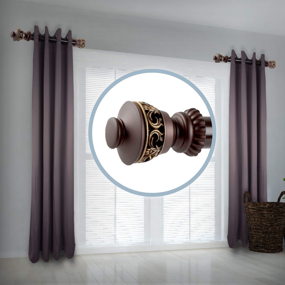 A&F Rod Decor - Filagree 1.5" Side Curtain Rod 12-20 inch (Set of 2) - Cocoa