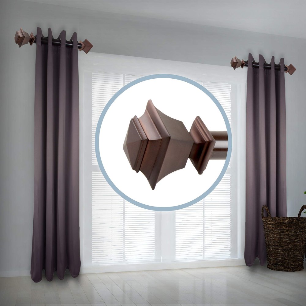 A&F Rod Decor - Chopin 1.5" Side Curtain Rod 12-20 inch (Set of 2) - Cocoa