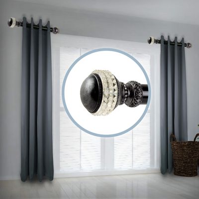 A&F Rod Decor - Glint 1.5" Side Curtain Rod 12-20 inch (Set of 2) - Black