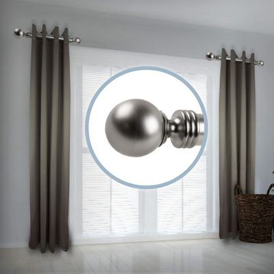 A&F Rod Decor - Ball 1.5" Side Curtain Rod 12-20 inch (Set of 2) - Satin Nickel