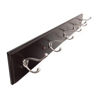 Hickory Hardware S077224-COSN-6B Universal Hook Rail, Cocoa Wood Grain with Satin Nickel, 6 Each