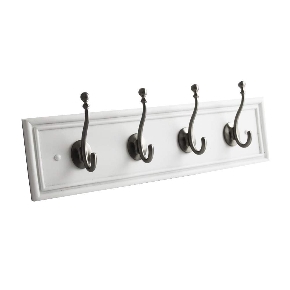 Hickory Hardware S077229-WSN-6B Cottage Hook Rail, White with Satin Nickel, 6 Each